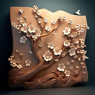 3D model cherry blossoms (STL)